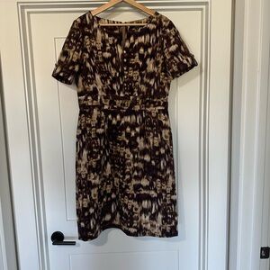 Alex Marie Brown and Black Abstract Knee Length Dress